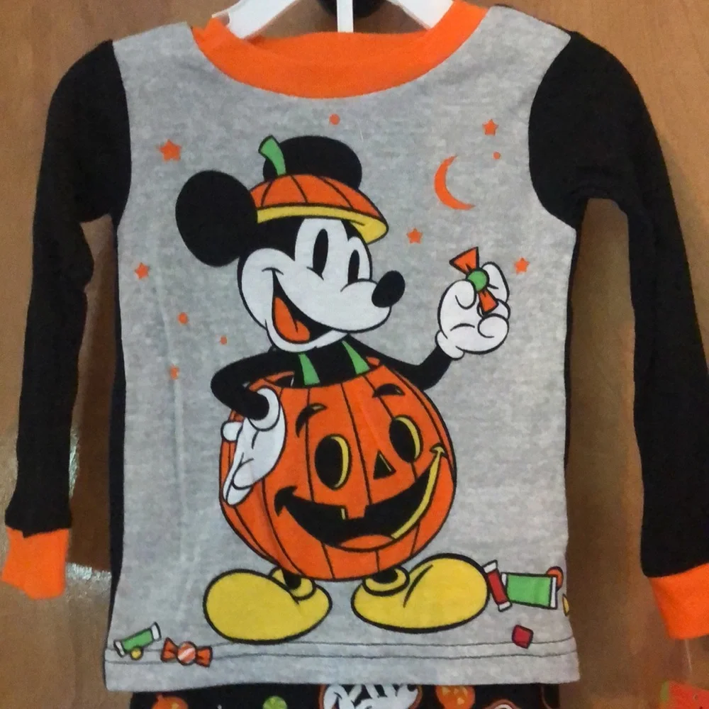 Disney Mickey Mouse Halloween pumpkin 2 piece pajama set